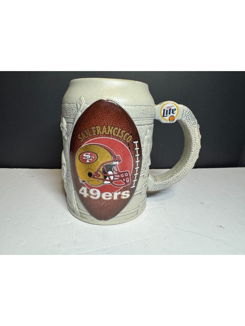 Miller Brewing Company San Francisco 49ers NFL Ceramic Beer Stein Embossed 1999